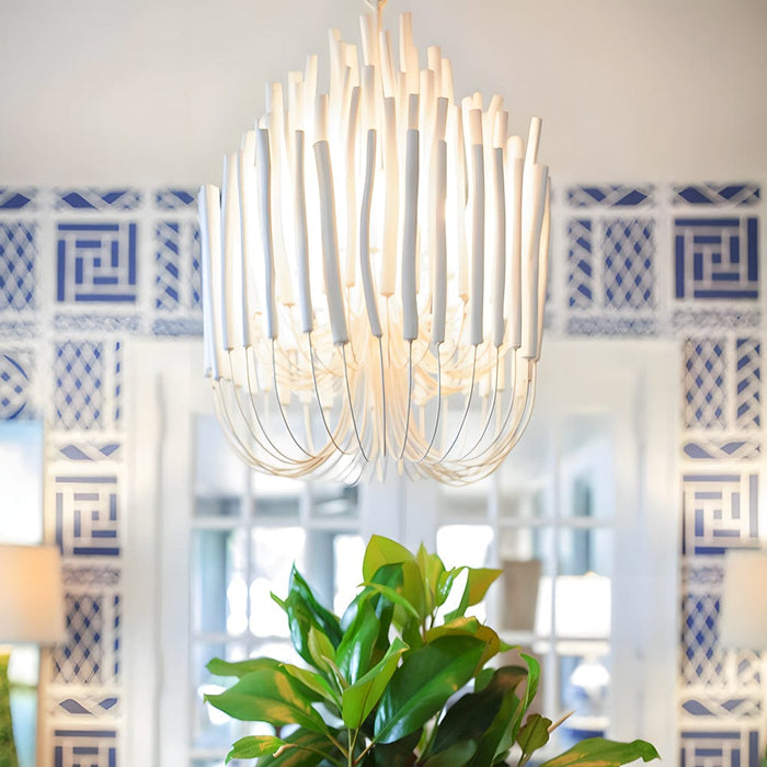 Modern White Classic Wood CandleStick Chandelier