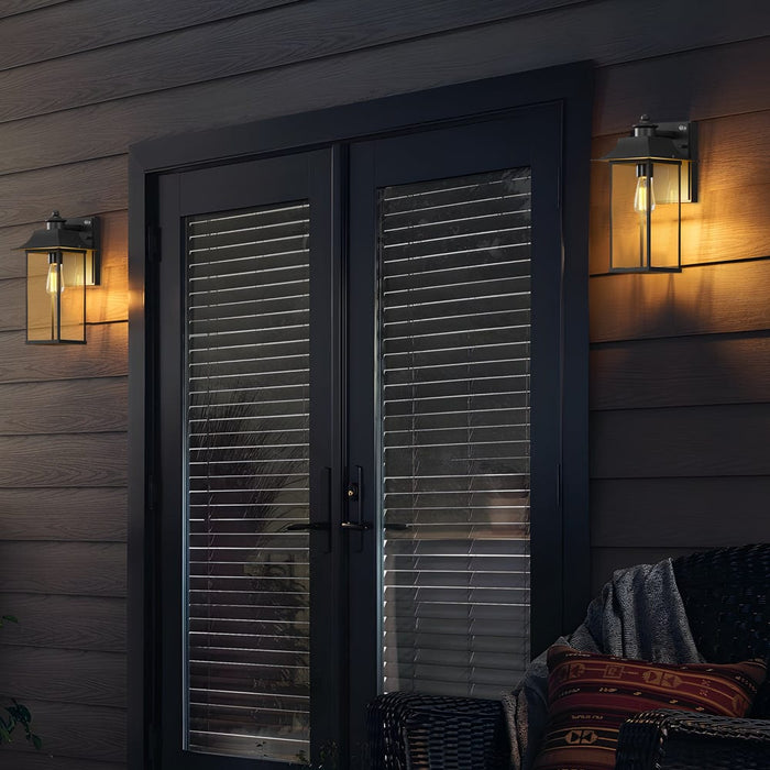 Waterproof Aluminum Glass Sensor LED Black Modern Outdoor Wall Lights