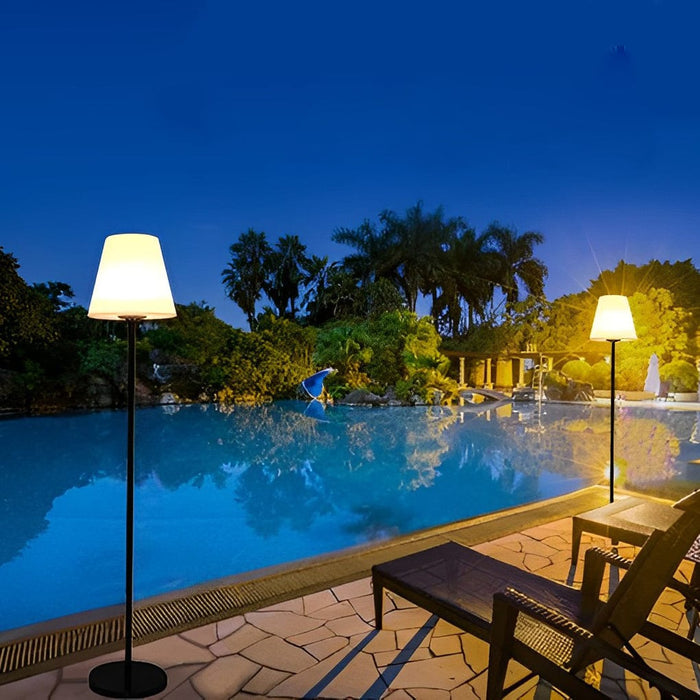 60'' Waterproof Minimalist Intelligent LED Solar Floor Lamp with Remote Outdoor Cone Standing Light
