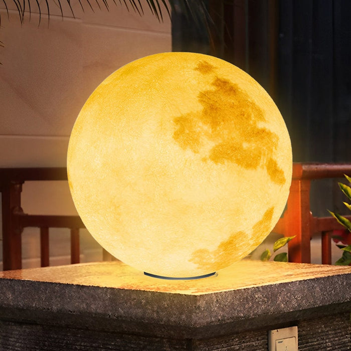 Waterproof LED Round Ball Moon Modern Solar Post Caps Lights with Remote