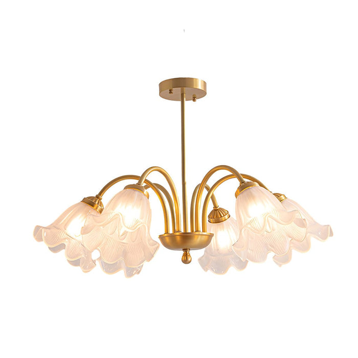 Flowers Glass Shade 3 Step Dimming Ins French Style Chandelier Light