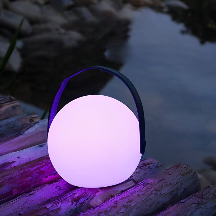6 Portable RGB Spherical Table Lamp With a Curved Handle