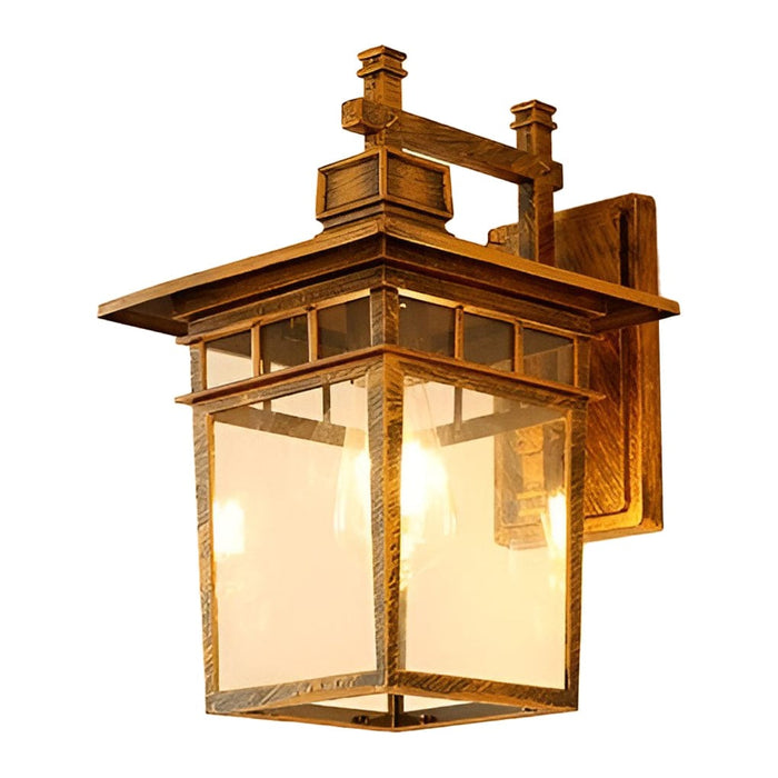 Pavilion Shaped Glass LED Waterproof Retro Outdoor Wall Lamp Wall Sconce Lighting without Bulb