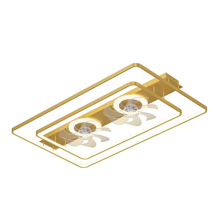Rectangular LED Two Fans Nordic Bladeless Ceiling Fan