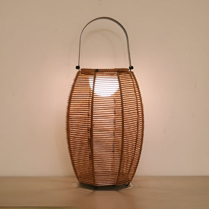 Rattan Lantern Shaped LED Waterproof Portable Modern Outdoor Floor Lamp