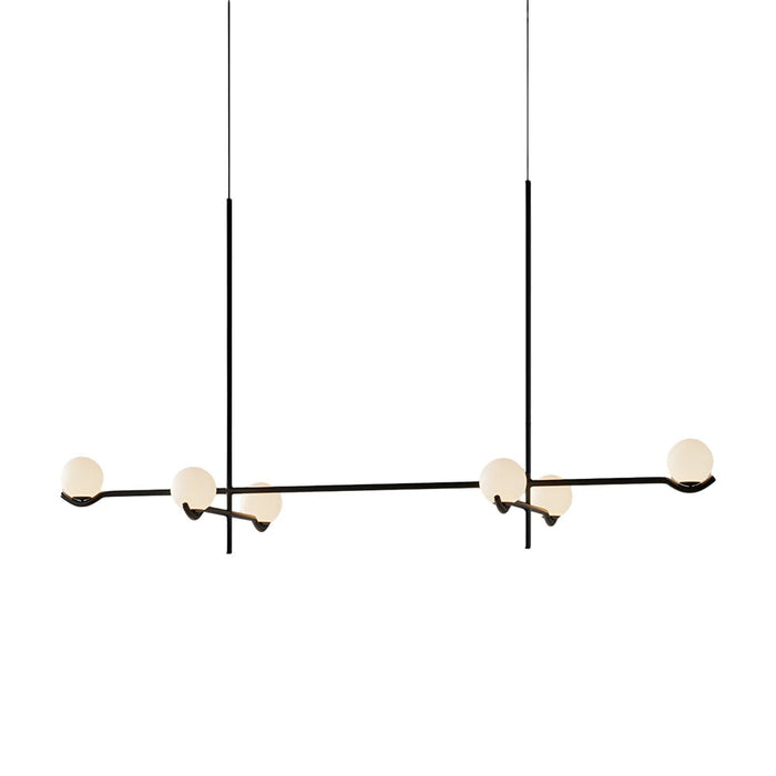 Modern Linear Glass Ball Pendant Light with 3/4/6-Light - Black/Gold