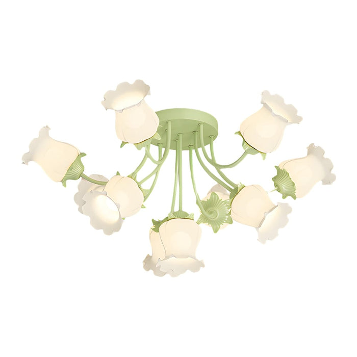 10 White Flowers 3 Step Dimming Creative Modern Ceiling Light Fixture
