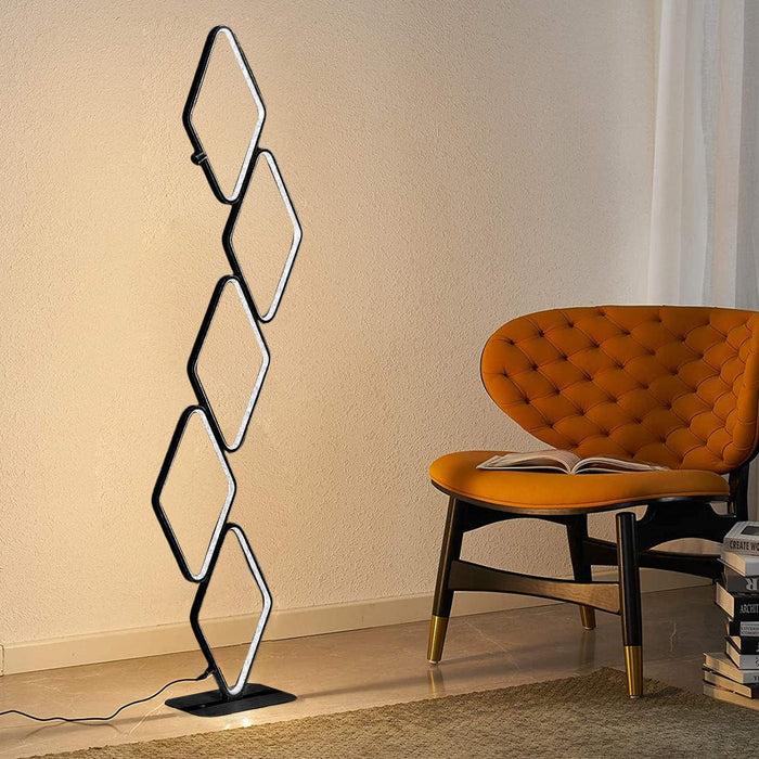 Aluminum 5 Diamond Shaped Hollow Floor Lamp LED Warm White Standing Lamp