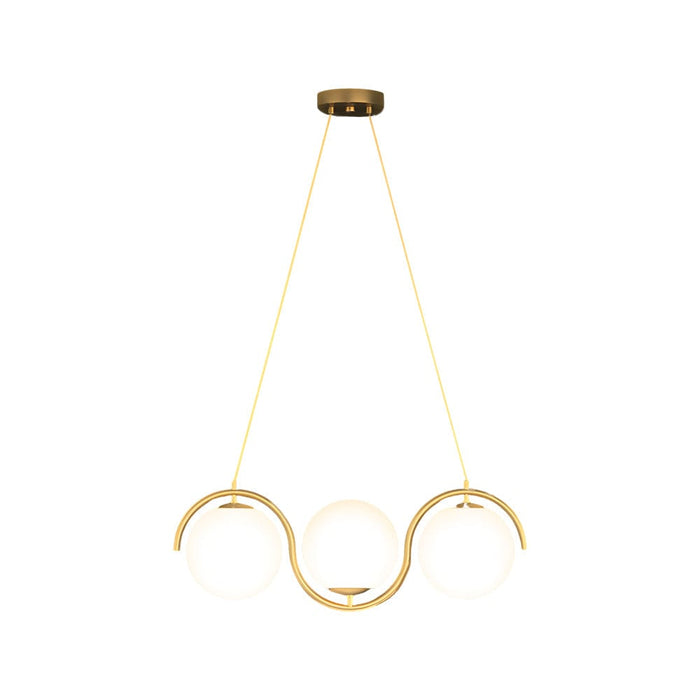 3/5-Light Wavy Linear Island Light with Ball Glass Shade for Dining Room