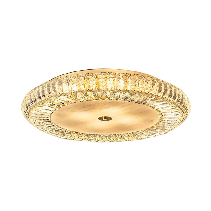 Round Crystal Three Step Dimming Glass Luxury Modern Ceiling Light Fixture
