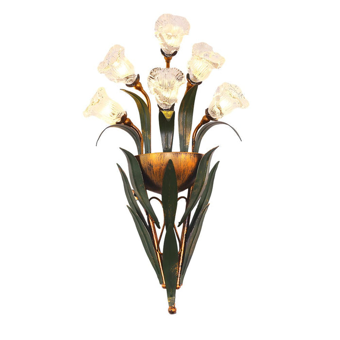 Bouquet Flowers Leaves 3 Step Dimming Pastoral American Style Wall Lamp