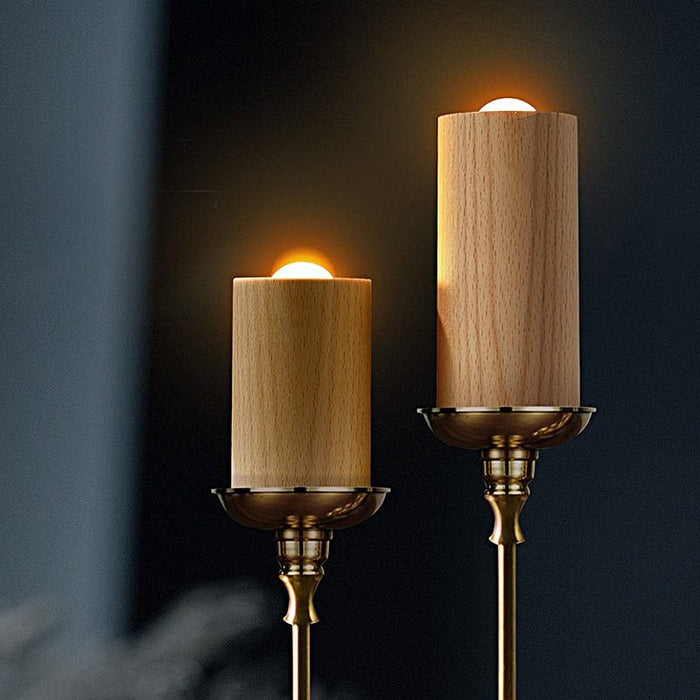 Wood Candlelight USB Rechargeable LED Airflow Control Modern Table Lamp