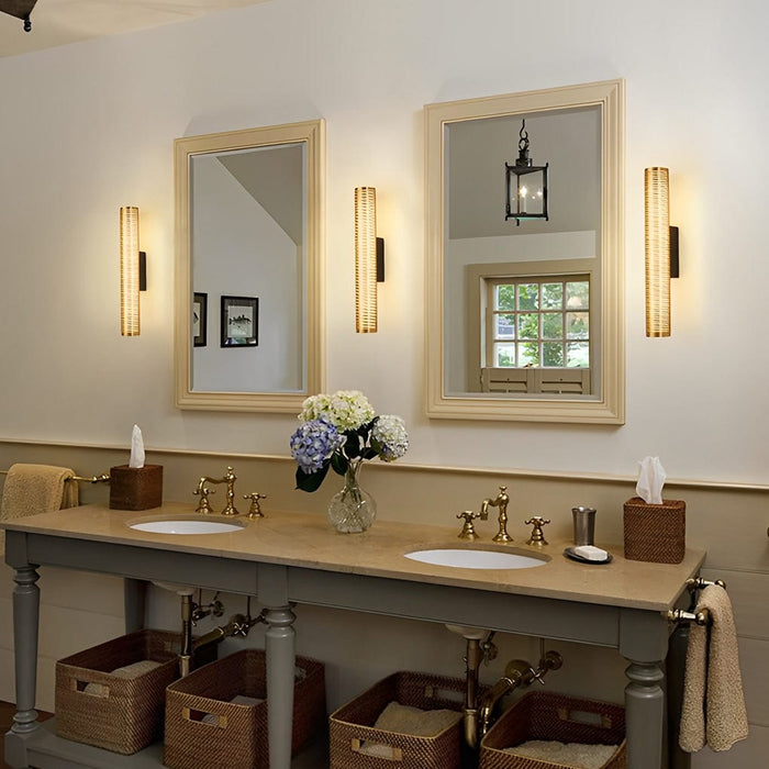 15.7-In Metallic Long Cylindrical Vanity Sconce Lighting Wall Lamp