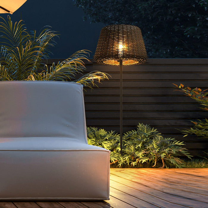Rattan Shade LED Ralph Outdoor Floor Lamp with Stake. 45.27 In.H