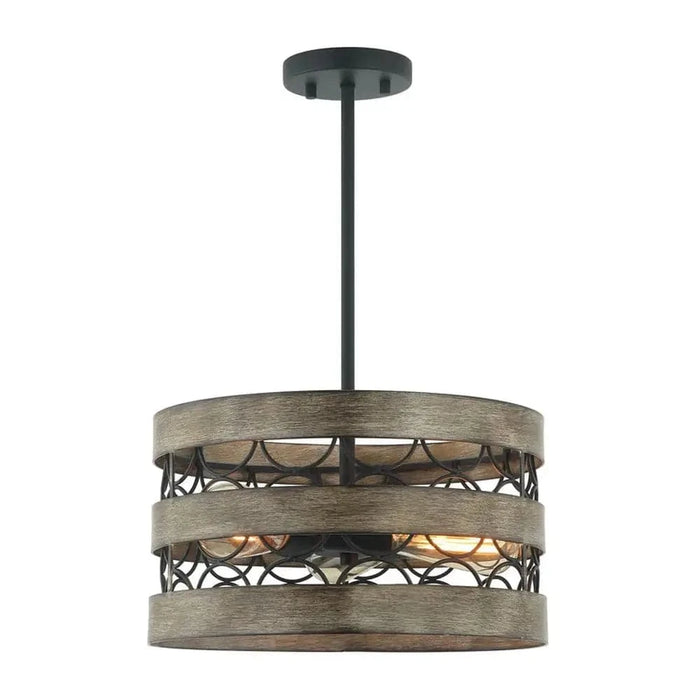 3-Light Drum Shaped Hanging Pendant Lights for Kitchen, Vintage Rustic Pendant Lights with Metal Frame ErisView