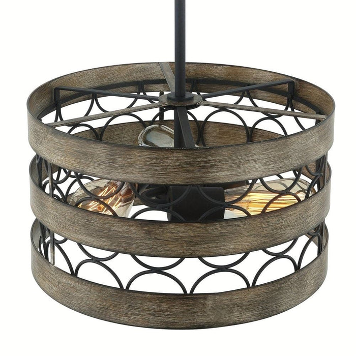 3-Light Drum Shaped Hanging Pendant Lights for Kitchen, Vintage Rustic Pendant Lights with Metal Frame ErisView