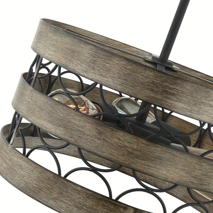 3-Light Drum Shaped Hanging Pendant Lights for Kitchen, Vintage Rustic Pendant Lights with Metal Frame ErisView
