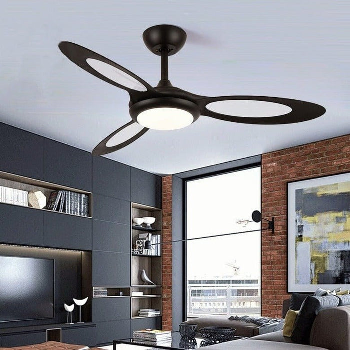 Oval 3 Blades LED Industrial Style Ceiling Fans Lights with Remote Control
