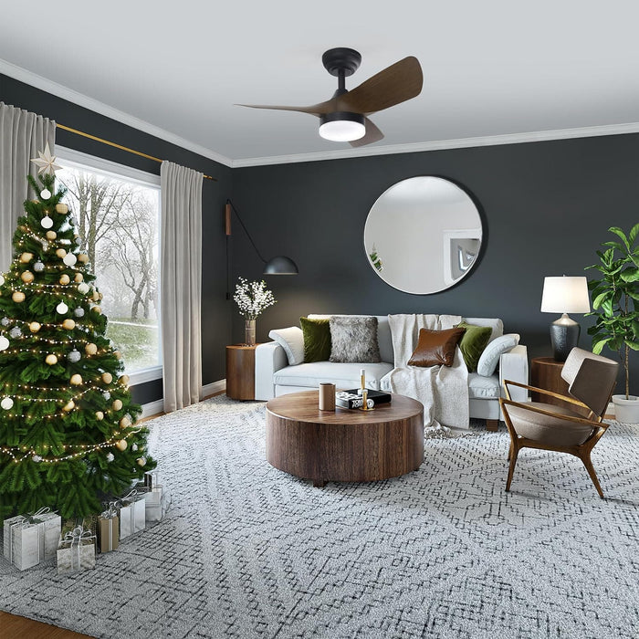 30 in. Bedroom Ceiling Fans, Indoor Walnut Light Fixtures Ceiling Fan, Living Room Fan, Glam Ceiling Fan, 3 Blade Ceiling Fan for Dining Room-4-ErisView