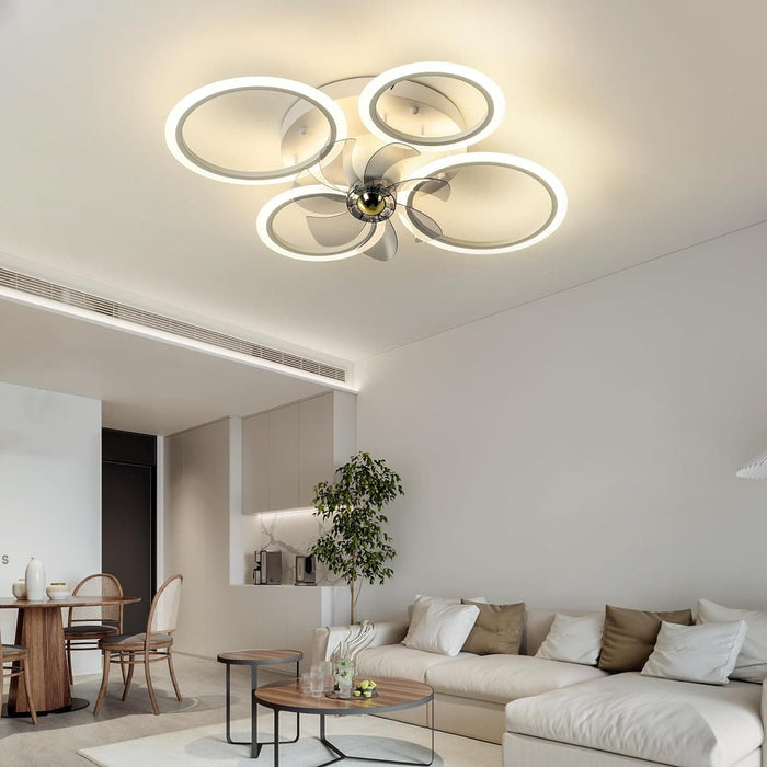 30 in. Bedroom Ceiling Fans with Lights, LED Low Profile Ceiling Fan Light Fixture with Remote, Flush Mount Bladeless Ceiling Fan for Living Room-9-ErisView