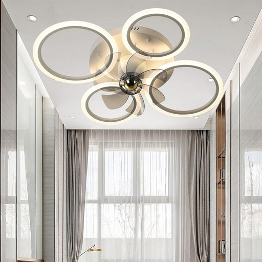 30 in. Bedroom Ceiling Fans with Lights, LED Low Profile Ceiling Fan Light Fixture with Remote, Flush Mount Bladeless Ceiling Fan for Living Room-1-ErisView