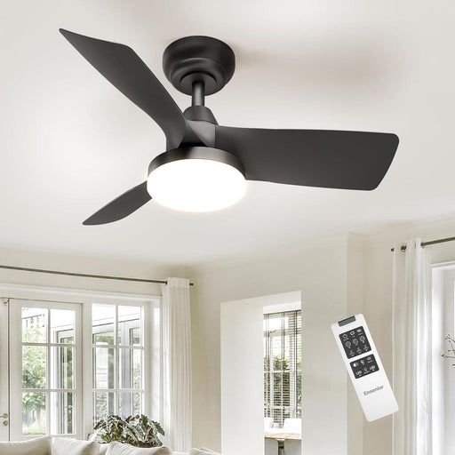 30 in. Black Ceiling Fan with Lights and Remote, Small Ceiling Fan with Light for Bedroom Kitchen Living Room -1-ErisView