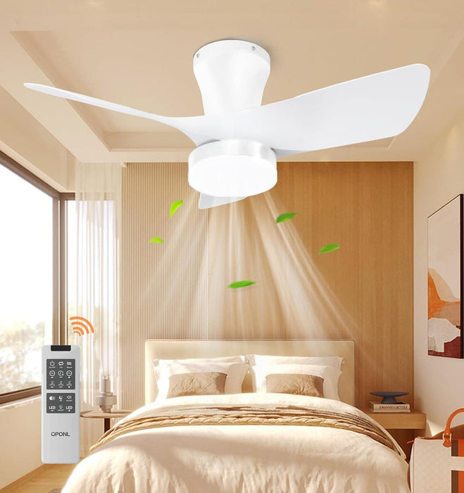 30 in. Black Low Profile Ceiling Fan with Light and Remote, Noiseless Reversible Flush Mount Outdoor Ceiling Fan with Light, Indoor Bedroom Ceiling Fans-9-ErisView