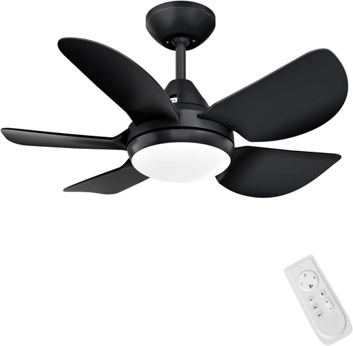 30 in. Black Remote Control Ceiling Fans, Small Ceiling Fan with Light, Bedroom Ceiling Fans with Lights, Reversible Dimmable Fan Light for Kid Room-1-ErisView