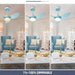 30 in. Blue Ceiling Fans with Lights and Remote, LED Indoor Outdoor Ceiling Fans with 3 Reversible Blades-3-ErisView