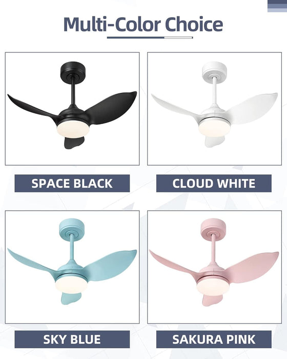 30 in. Blue Ceiling Fans with Lights and Remote, LED Indoor Outdoor Ceiling Fans with 3 Reversible Blades-4-ErisView