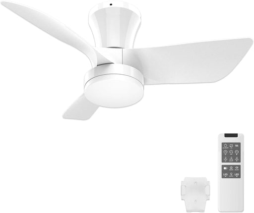 30 in. Ceiling Fan with Light, Quiet Ceiling Fans, Flush Mount Ceiling Fan and Light, White Fandelier Ceiling Fan for Living Room, Office Ceiling Fan-1-ErisView