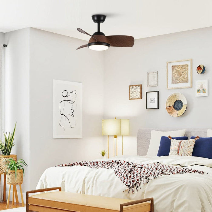 30 in. Farmhouse Downrod Mount Living Room Ceiling Fan with LED Light and Remote Control, Reversible Ceiling Fan for Bedroom-ErisView