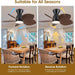 30 in. Indoor Outdoor Ceiling Fan with Light, Tropical Ceiling fan with Remote APP Control, Flush Mount Palm Leaf Ceiling Fan for Bedroom Kitchen-6-ErisView