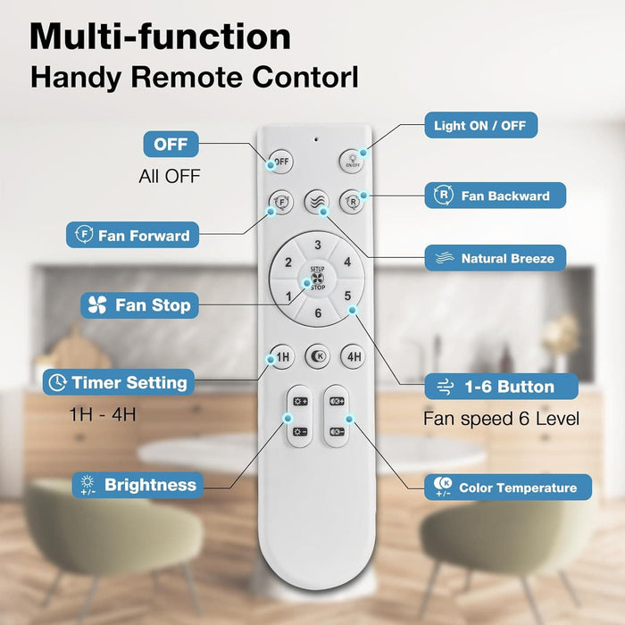 30 in. Indoor Remote Control Ceiling Fan and Light, Dimmable Reversible Ceiling Fan-3-ErisView