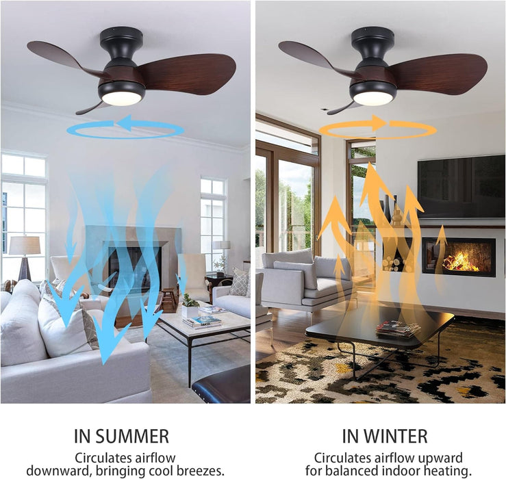 30 in. Low Profile Ceiling Fan with Light and Remote, Flush Mount LED Ceiling Fan and Light, Reversible Ceiling Fan for Bedroom Living Room Dining Room-4-ErisView