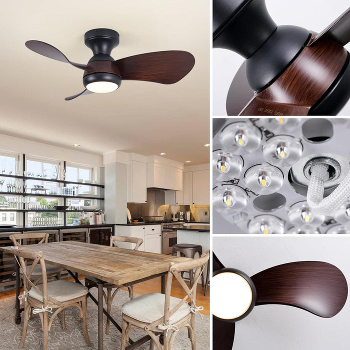 30 in. Low Profile Ceiling Fan with Light and Remote, Flush Mount LED Ceiling Fan and Light, Reversible Ceiling Fan for Bedroom Living Room Dining Room-5-ErisView