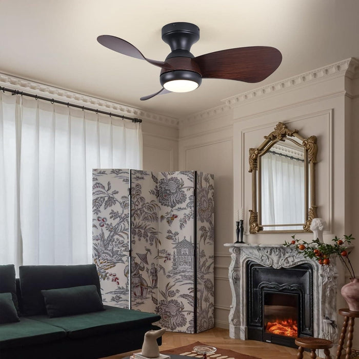 30 in. Low Profile Ceiling Fan with Light and Remote, Flush Mount LED Ceiling Fan and Light, Reversible Ceiling Fan for Bedroom Living Room Dining Room-9-ErisView
