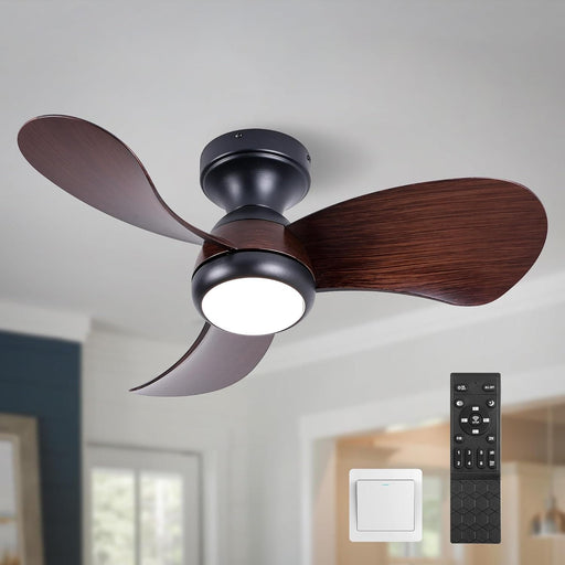 30 in. Low Profile Ceiling Fan with Light and Remote, Flush Mount LED Ceiling Fan and Light, Reversible Ceiling Fan for Bedroom Living Room Dining Room-1-ErisView