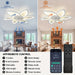 30 in. Modern Flower-Shaped Ceiling Fan with LED Light Remote Control, Low Profile Flush Mount Ceiling Fan, Smart Dimmable Bladeless Ceiling Fan-ErisView