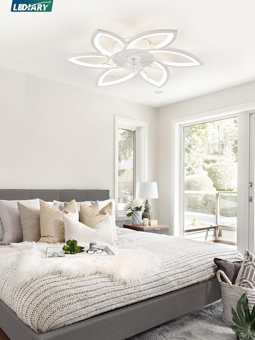 30 in. Modern Flush Mount Ceiling Fan with Remote and APP Control, Flower Ceiling Fan, Low Profile Ceiling Fan with Lights, Silent Ceiling Fan-7-ErisView