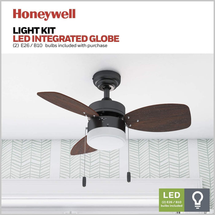 30 in. Modern Indoor LED Ceiling Fan with Light Pull Chain, Reversible Fan in Winter Summer-4-ErisView