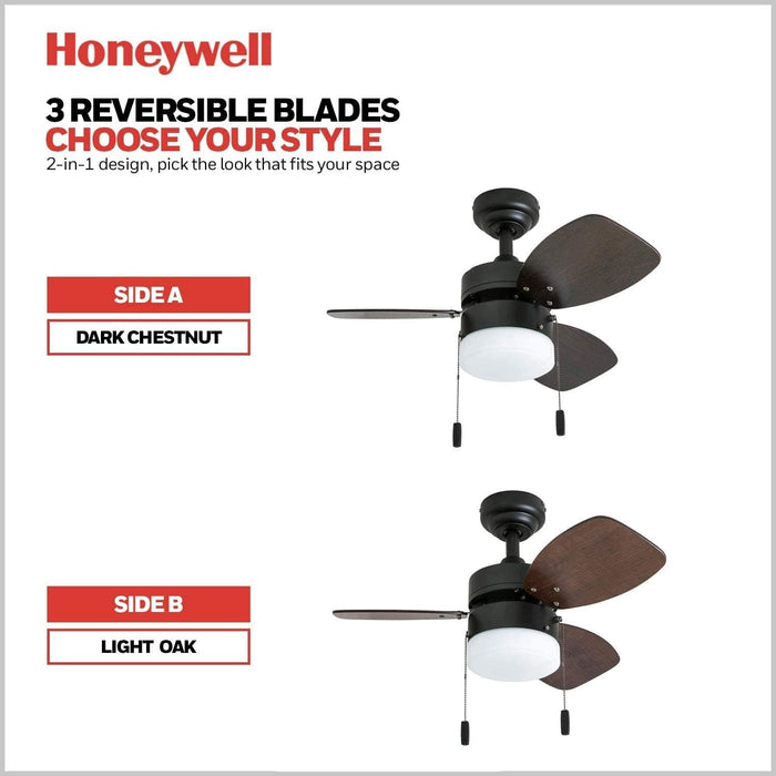 30 in. Modern Indoor LED Ceiling Fan with Light Pull Chain, Reversible Fan in Winter Summer-5-ErisView