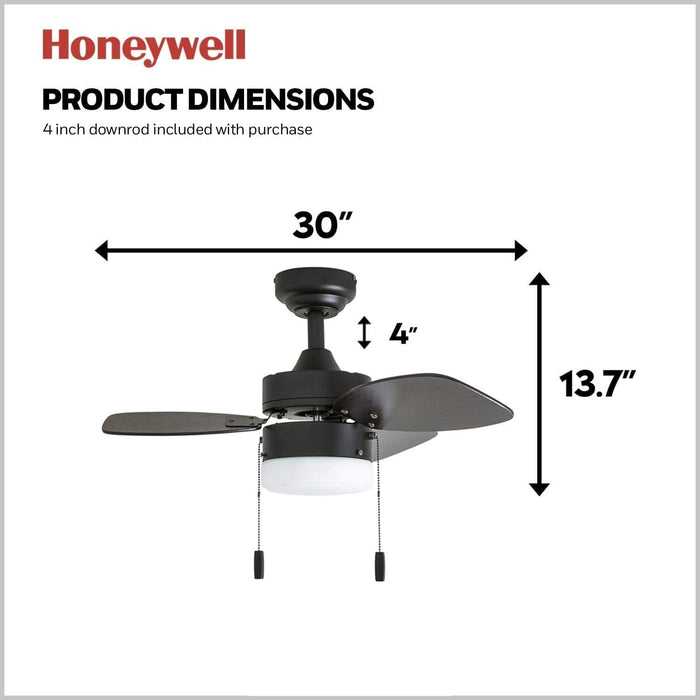 30 in. Modern Indoor LED Ceiling Fan with Light Pull Chain, Reversible Fan in Winter Summer-7-ErisView