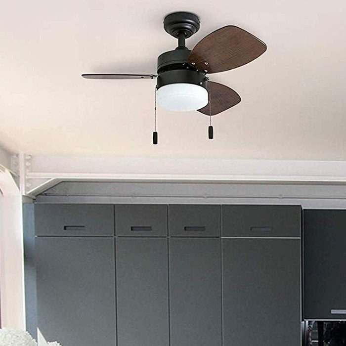 30 in. Modern Indoor LED Ceiling Fan with Light Pull Chain, Reversible Fan in Winter Summer-9-ErisView