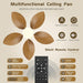 30 in. Remote Control Ceiling Fan and Light, 5 Palm Leaf Ceiling Fan with Light, Bedroom Kitchen Ceiling Fans-3-ErisView