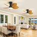 30 in. Remote Control Ceiling Fan and Light, 5 Palm Leaf Ceiling Fan with Light, Bedroom Kitchen Ceiling Fans-7-ErisView