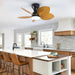30 in. Remote Control Ceiling Fan and Light, 5 Palm Leaf Ceiling Fan with Light, Bedroom Kitchen Ceiling Fans-8-ErisView