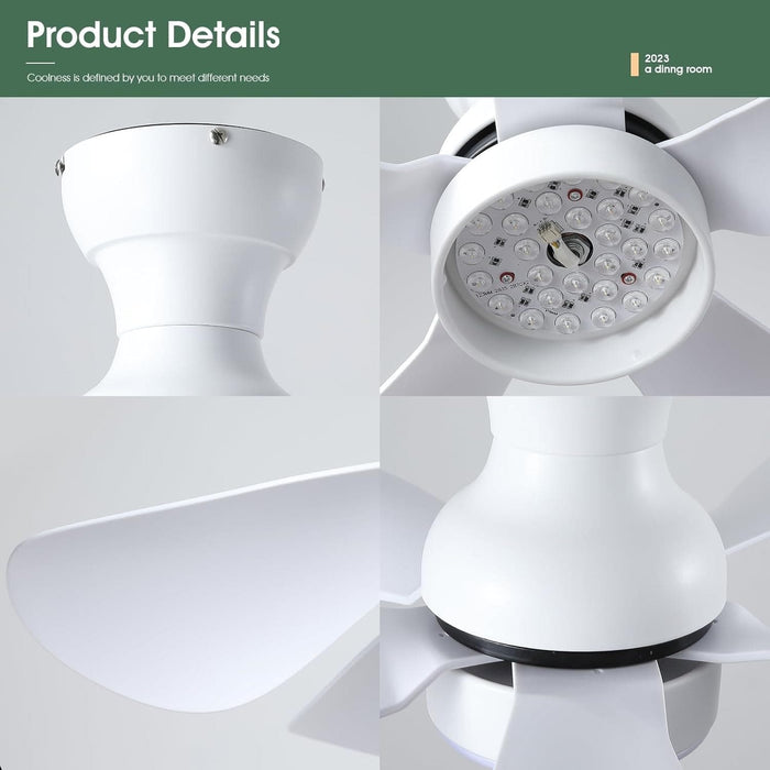30 in. Remote Control Ceiling Fan and Light APP Control, Low Profile Ceiling Fan with 5 Reversible Blades for Bedroom Kitchen Dining Room Ceiling Fan-9-ErisView