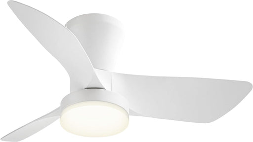 30 in. Remote Control Ceiling Fan and Light, White Low Profile Ceiling Fan and Light, Modern Flush Mount Ceiling Fan for Bedroom Kitchen Dining Room-1-ErisView