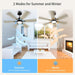 30 in. White Low Profile Ceiling Fan and Light, Reversible Quiet Remote Control Ceiling Fan and Light, Dimmable Modern Ceiling Fan with Light -12-ErisView